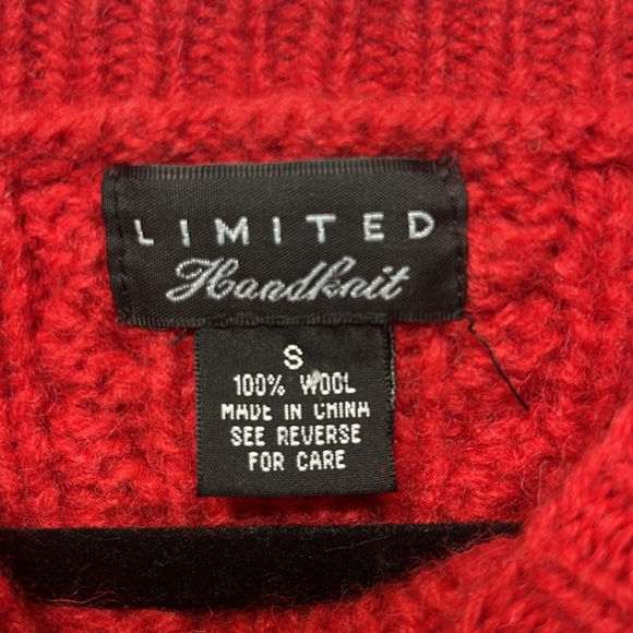 Limited Hand Knit 100% Wool Sweater Red Cable Knit Size S - Picture 4 of 5